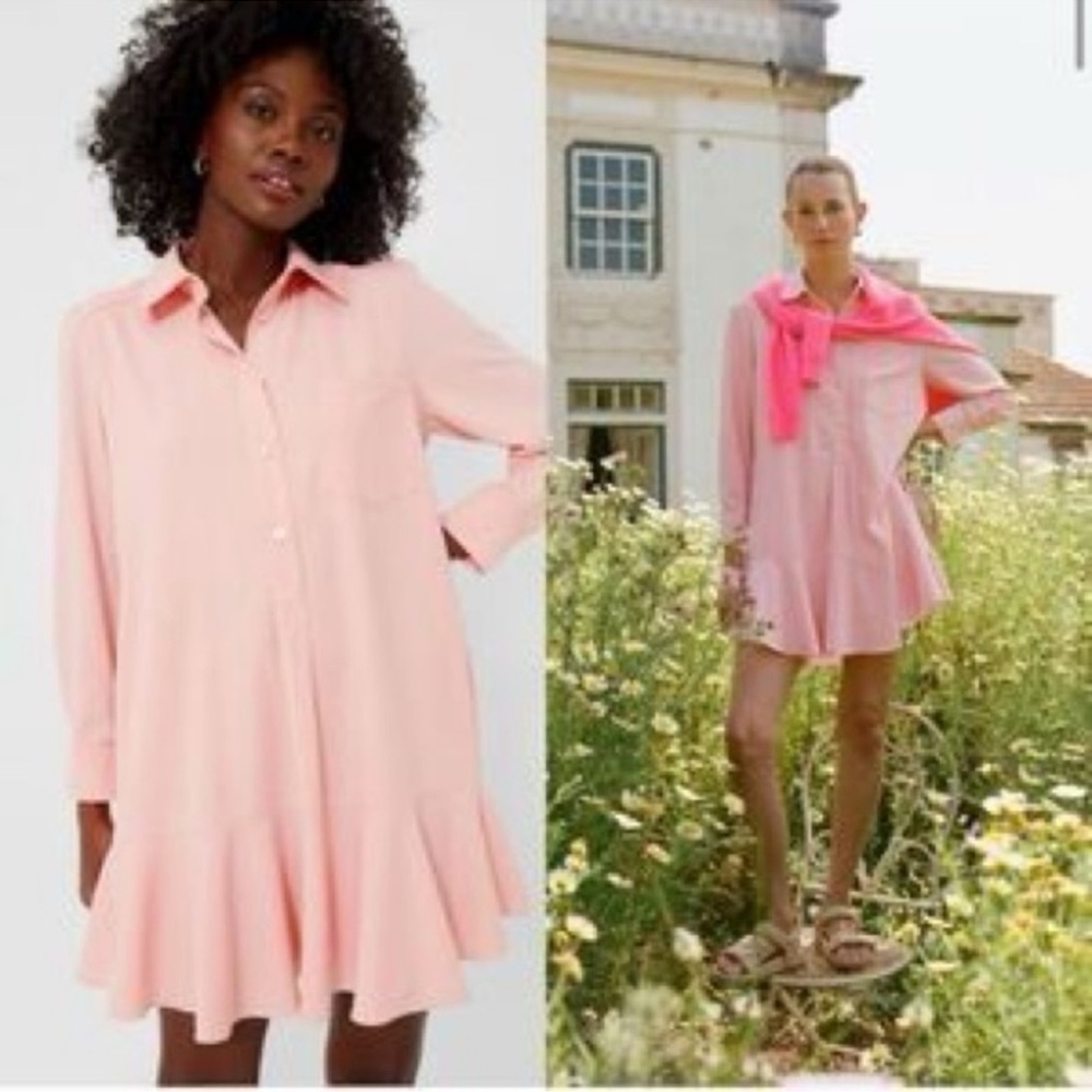 Tuckernuck Callahan Crepe Long Sleeve Shirt Dress ~ Size L - Picture 6 of 10